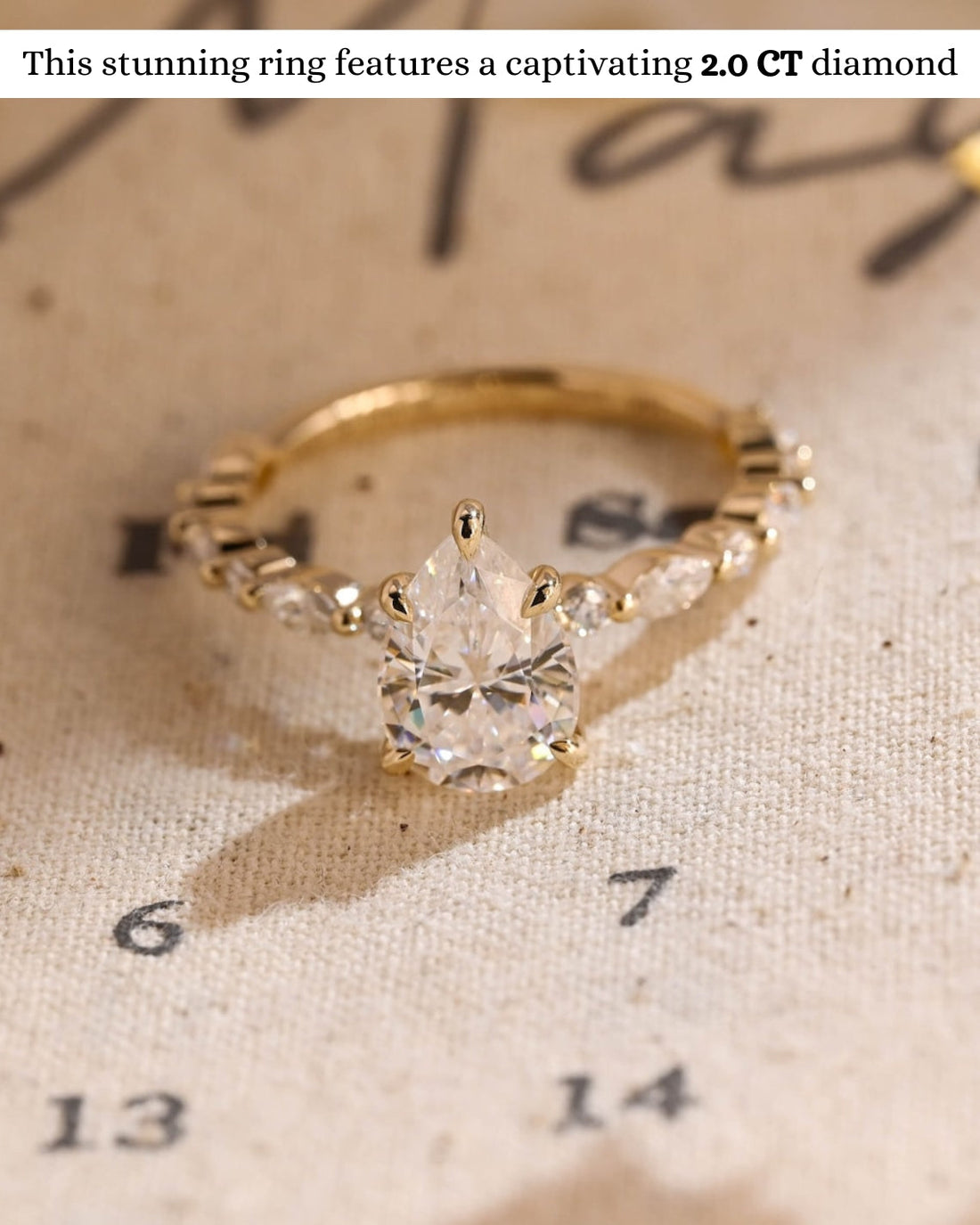 1.0 CT-3.0 CT Pear CVD Diamond Dainty Setting Engagement Ring
