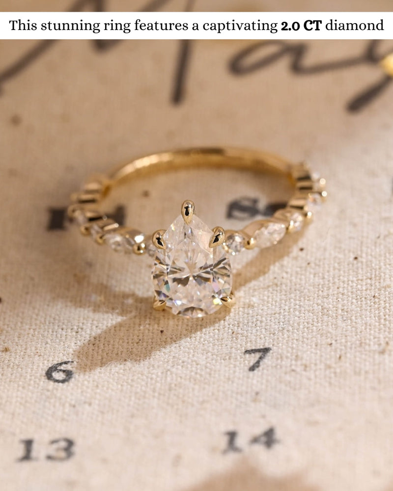1.0 CT-3.0 CT Pear CVD Diamond Dainty Setting Engagement Ring