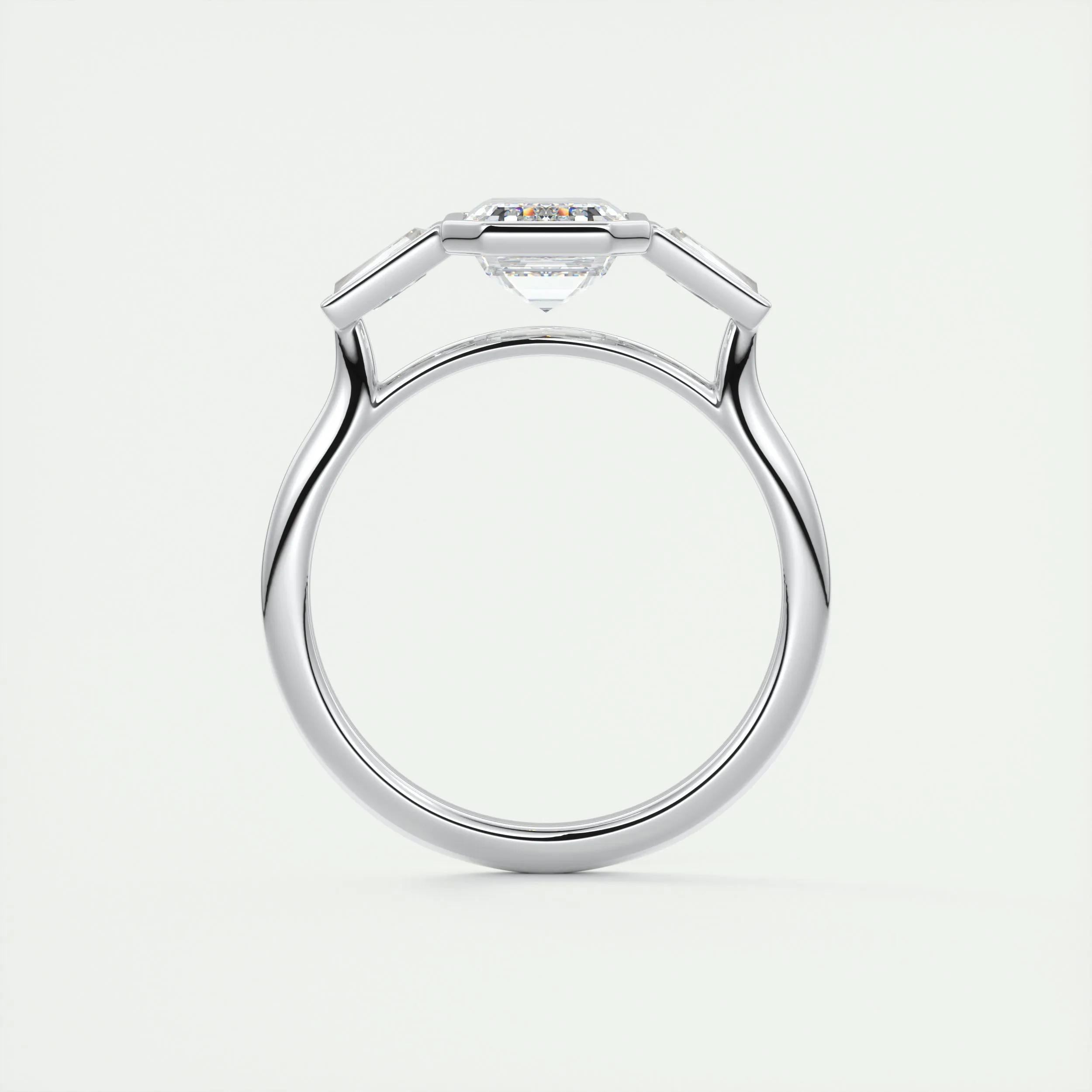 2.5 Ct Emerald Three Stone Bezel Moissanite Engagement Ring