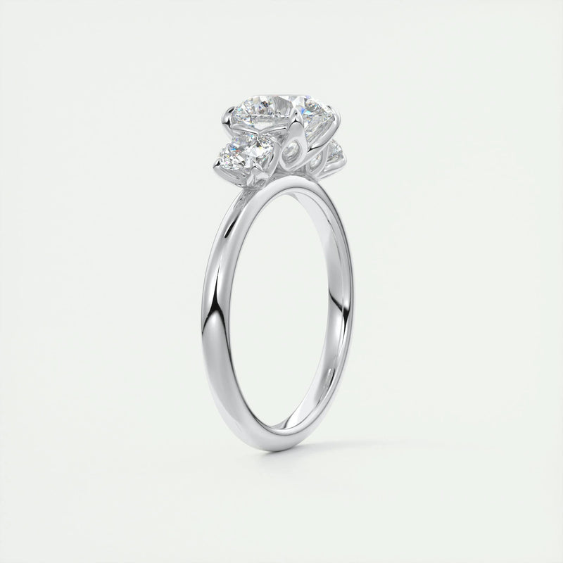 2.4 Ct Round Three Stone Moissanite Diamond Engagement Ring