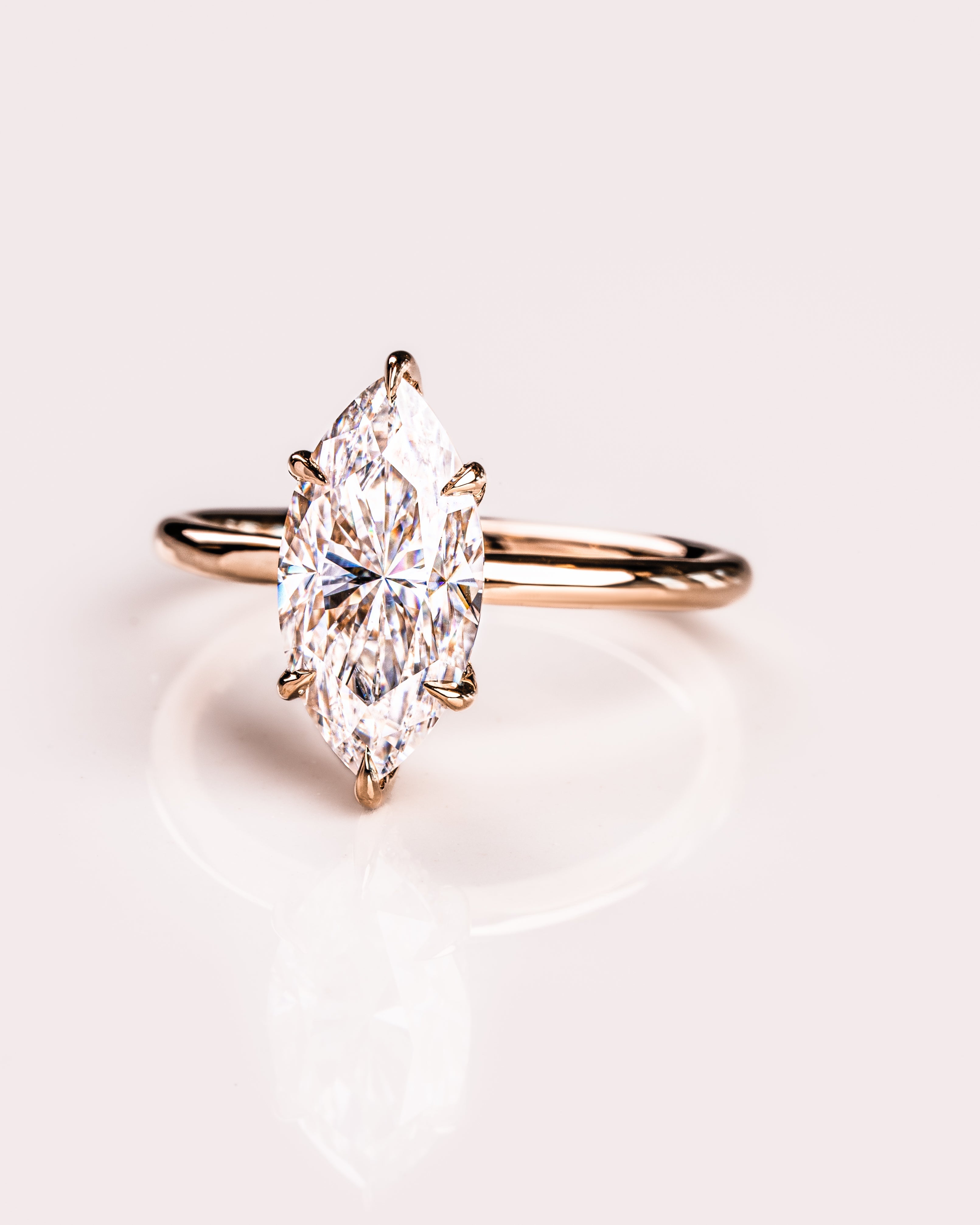 1.56 -3.56 CT Marquise CVD Diamond Hidden Halo Engagement Ring