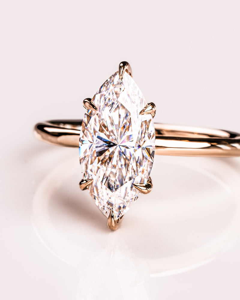 1.56 -3.56 CT Marquise CVD Diamond Hidden Halo Engagement Ring