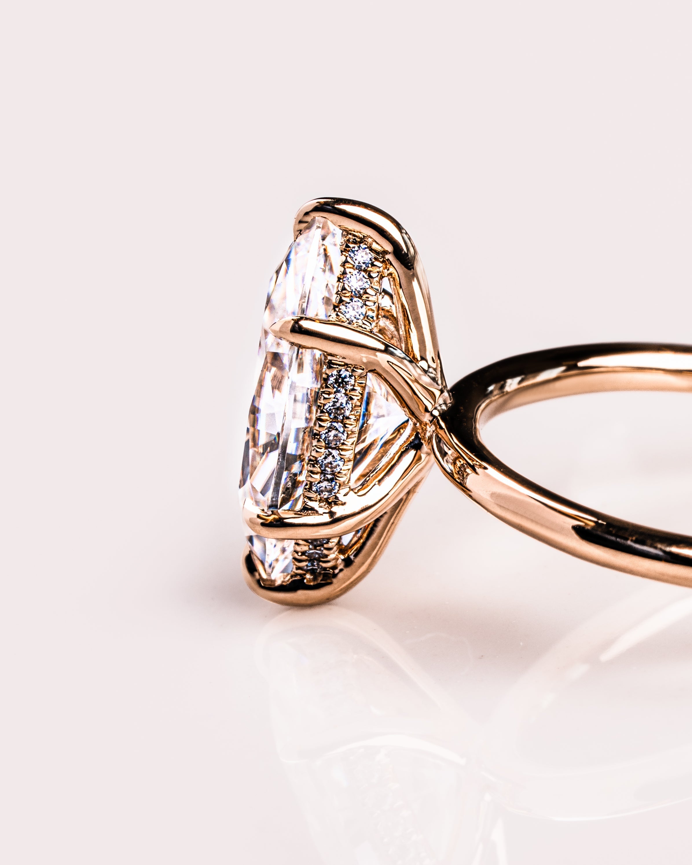 1.56 -3.56 CT Marquise CVD Diamond Hidden Halo Engagement Ring