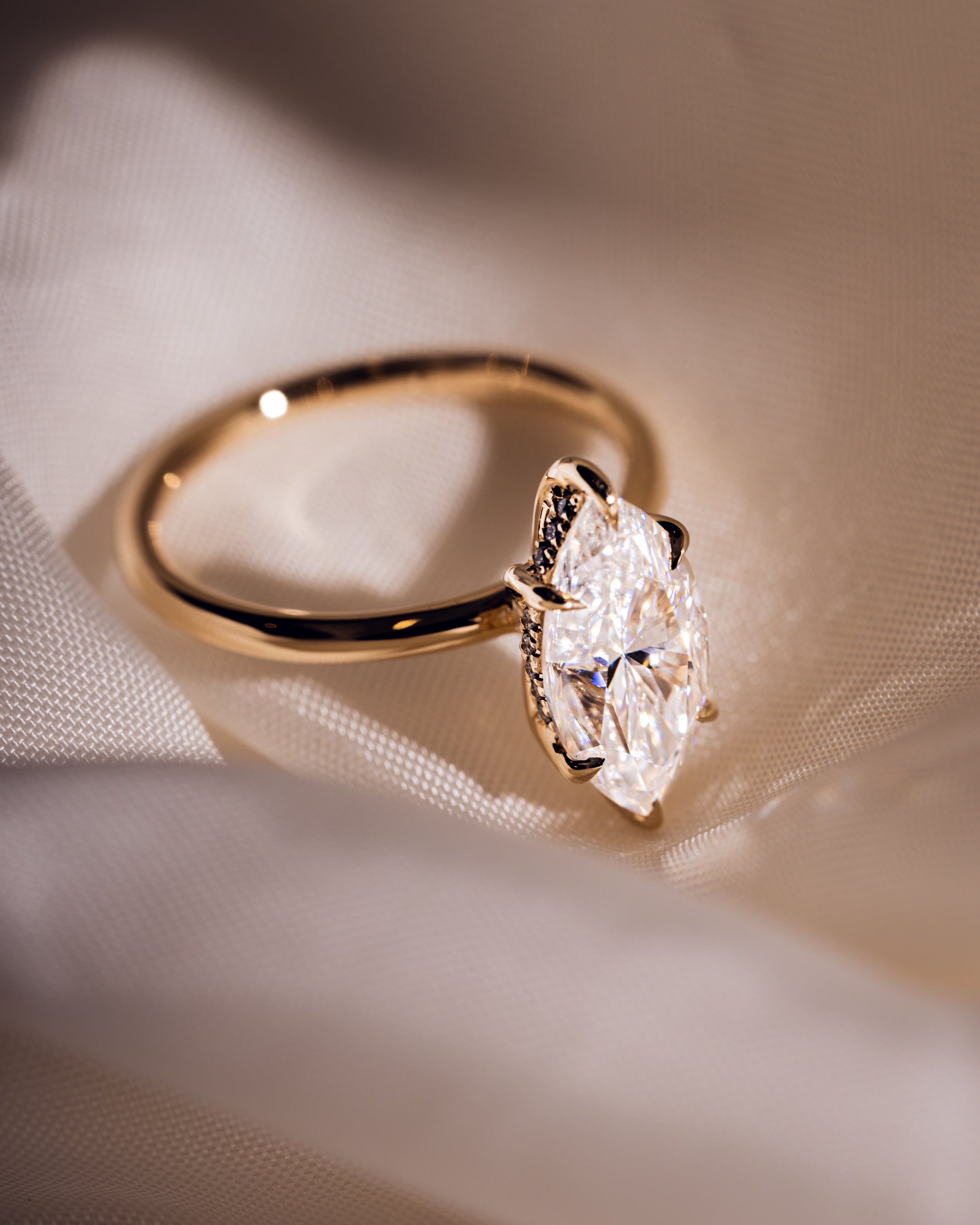 1.56 -3.56 CT Marquise CVD Diamond Hidden Halo Engagement Ring