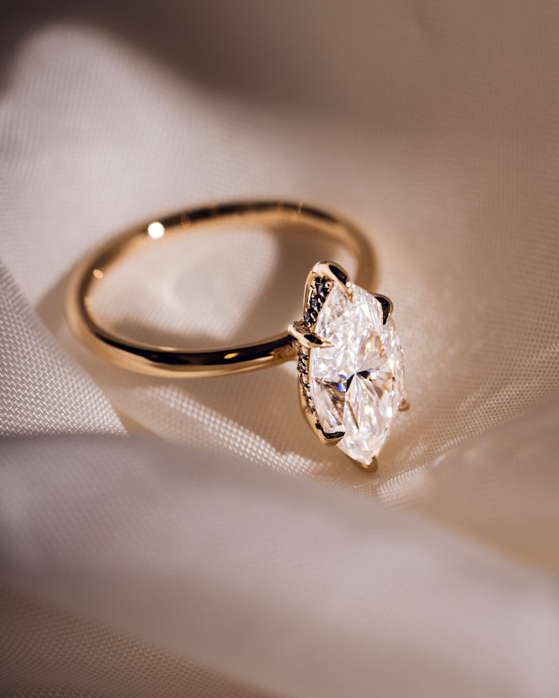 1.56 -3.56 CT Marquise CVD Diamond Hidden Halo Engagement Ring