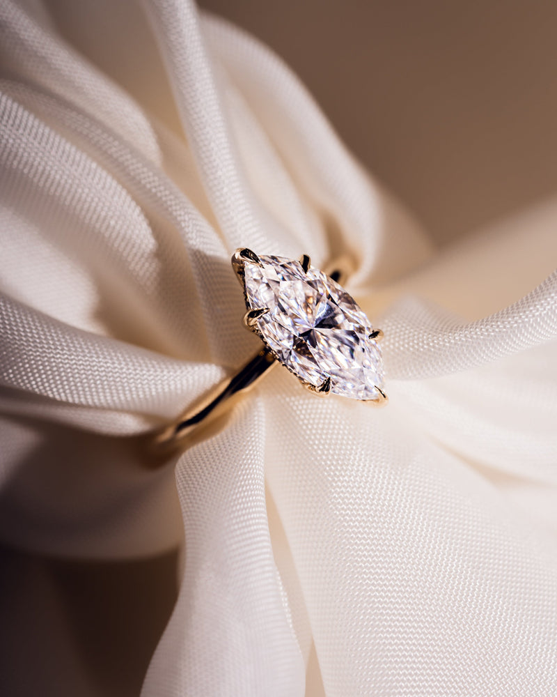 1.56 -3.56 CT Marquise CVD Diamond Hidden Halo Engagement Ring