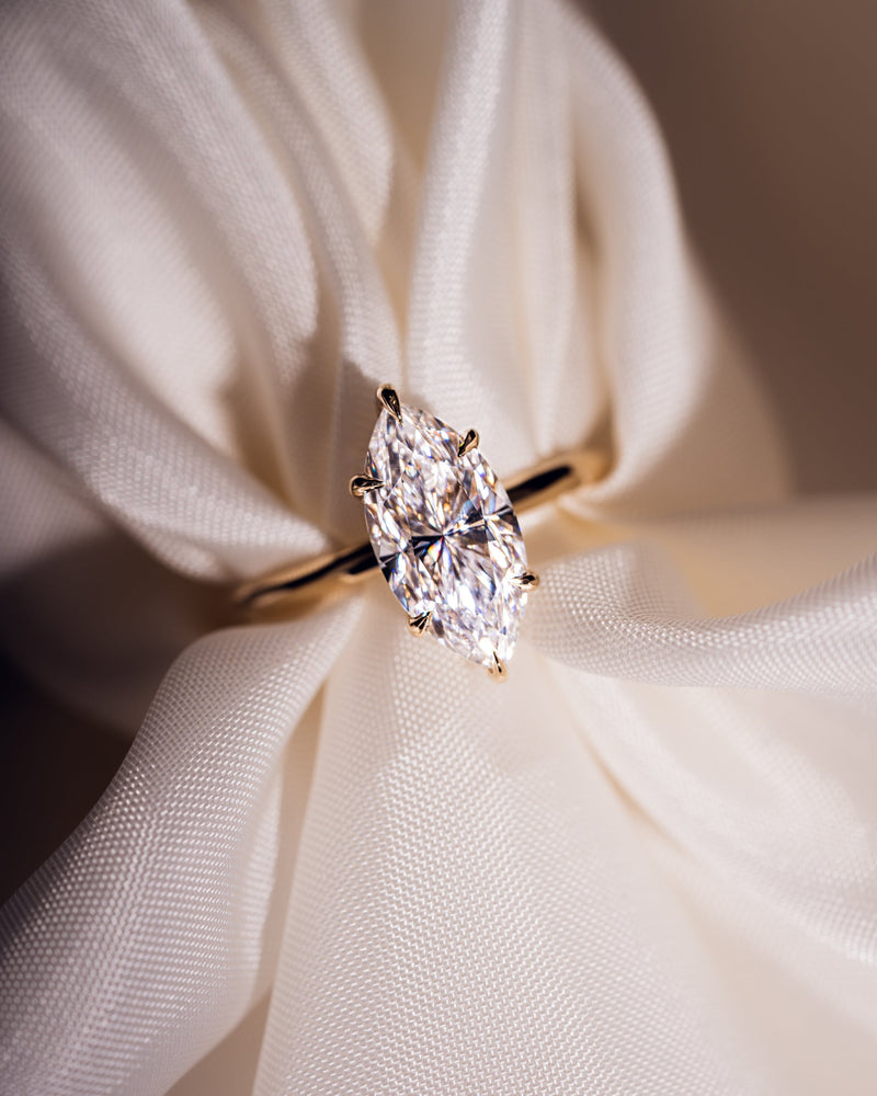 1.56 -3.56 CT Marquise CVD Diamond Hidden Halo Engagement Ring