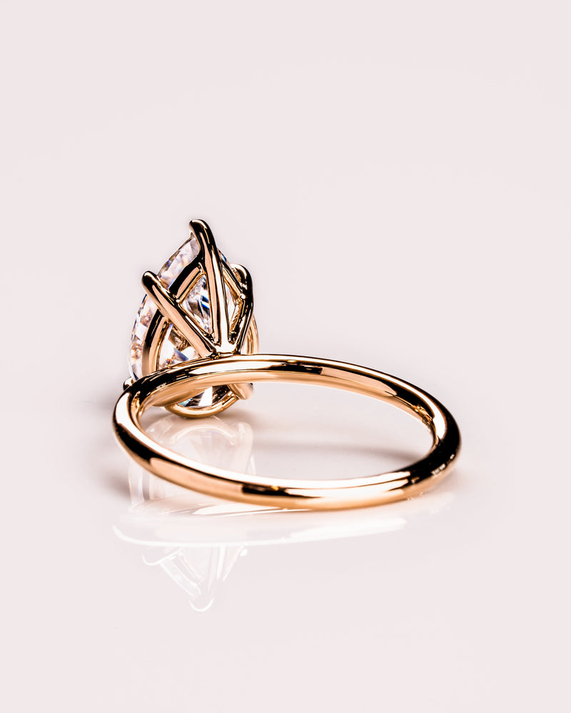 1.09-3.09 CT Pear  CVD Diamond Solitaire Engagement Ring