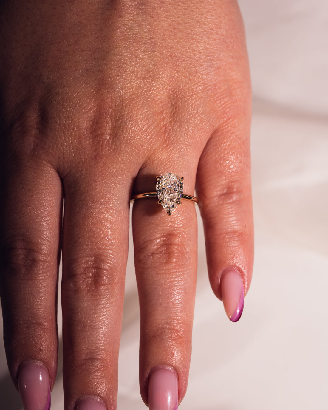 1.09-3.09 CT Pear  CVD Diamond Solitaire Engagement Ring