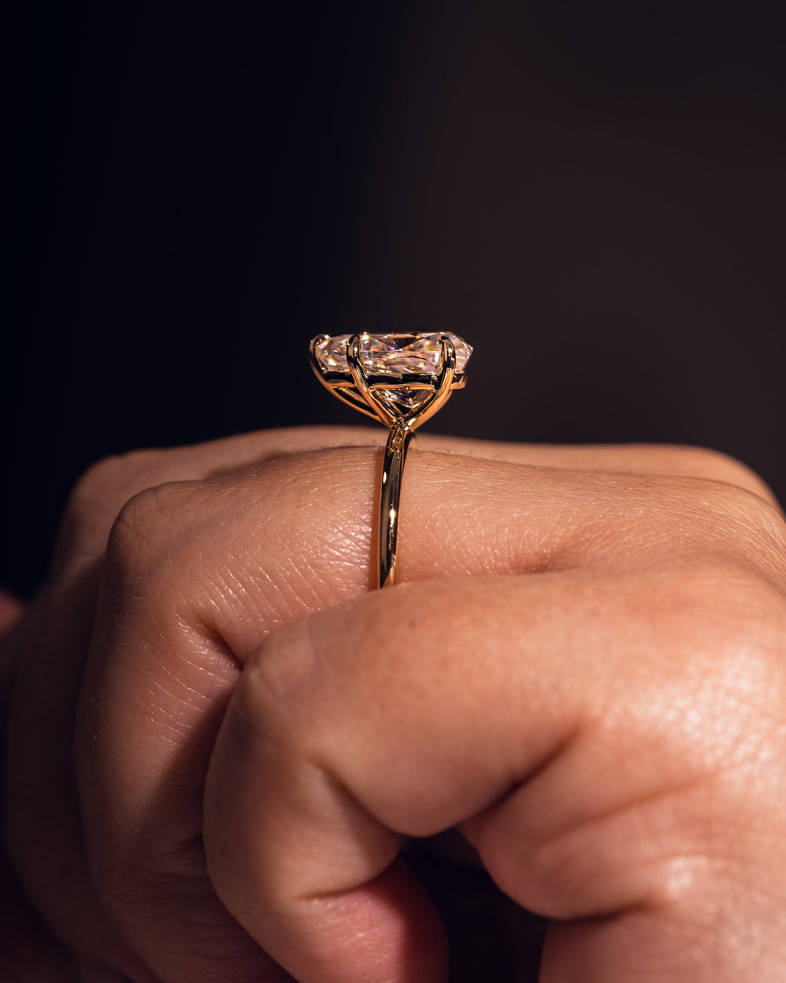 1.09-3.09 CT Pear  CVD Diamond Solitaire Engagement Ring