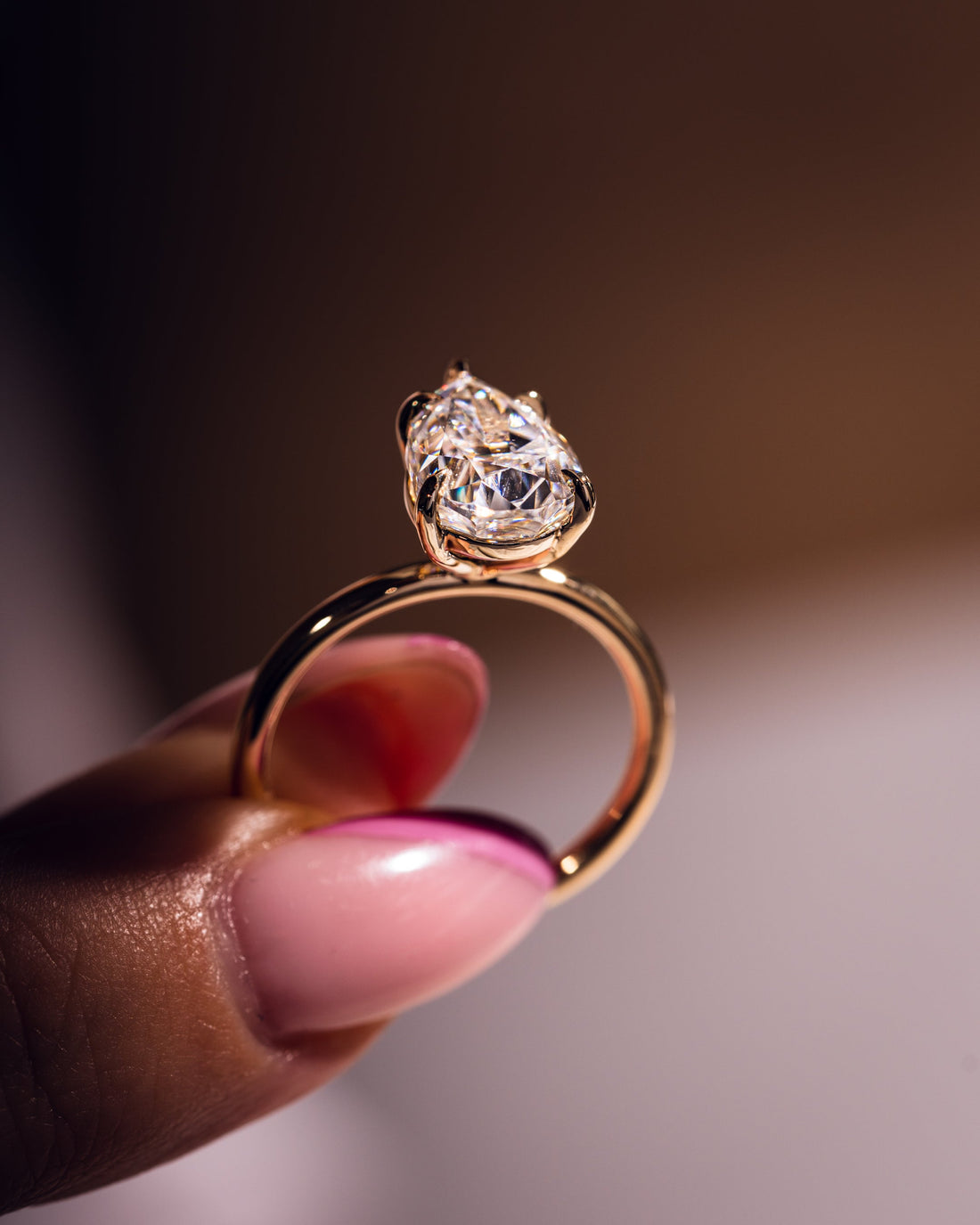 1.09-3.09 CT Pear  CVD Diamond Solitaire Engagement Ring