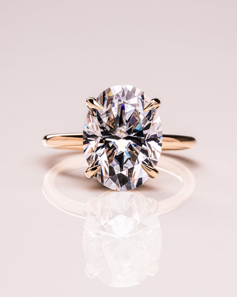 2.50 - 5.18 CT Oval CVD Diamond Solitaire Engagement Ring