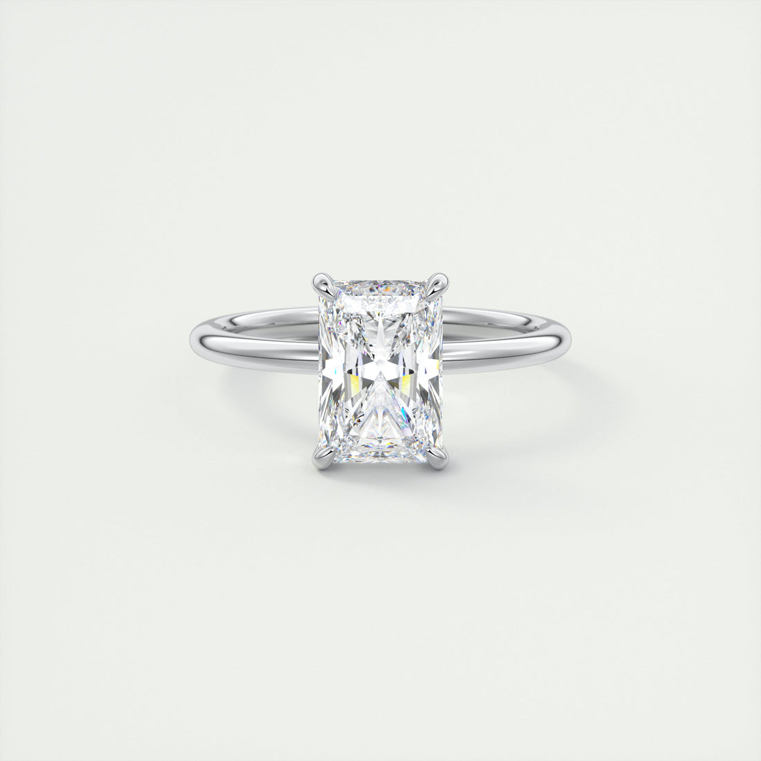 2CT Radiant Cut Moissanite Solitaire Engagement Ring