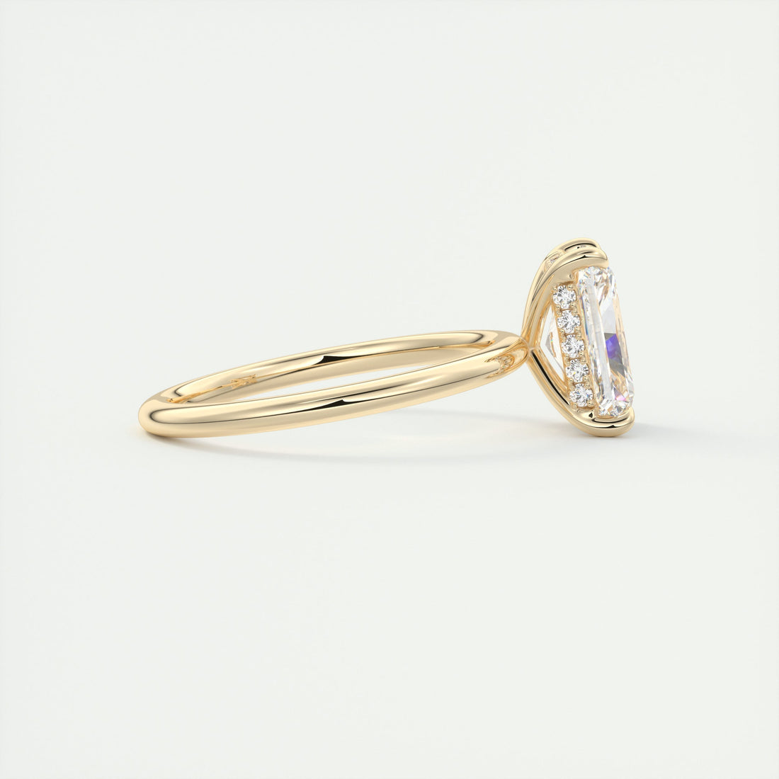 2CT Radiant Moissanite Solitaire Engagement Ring With Hidden Halo Setting