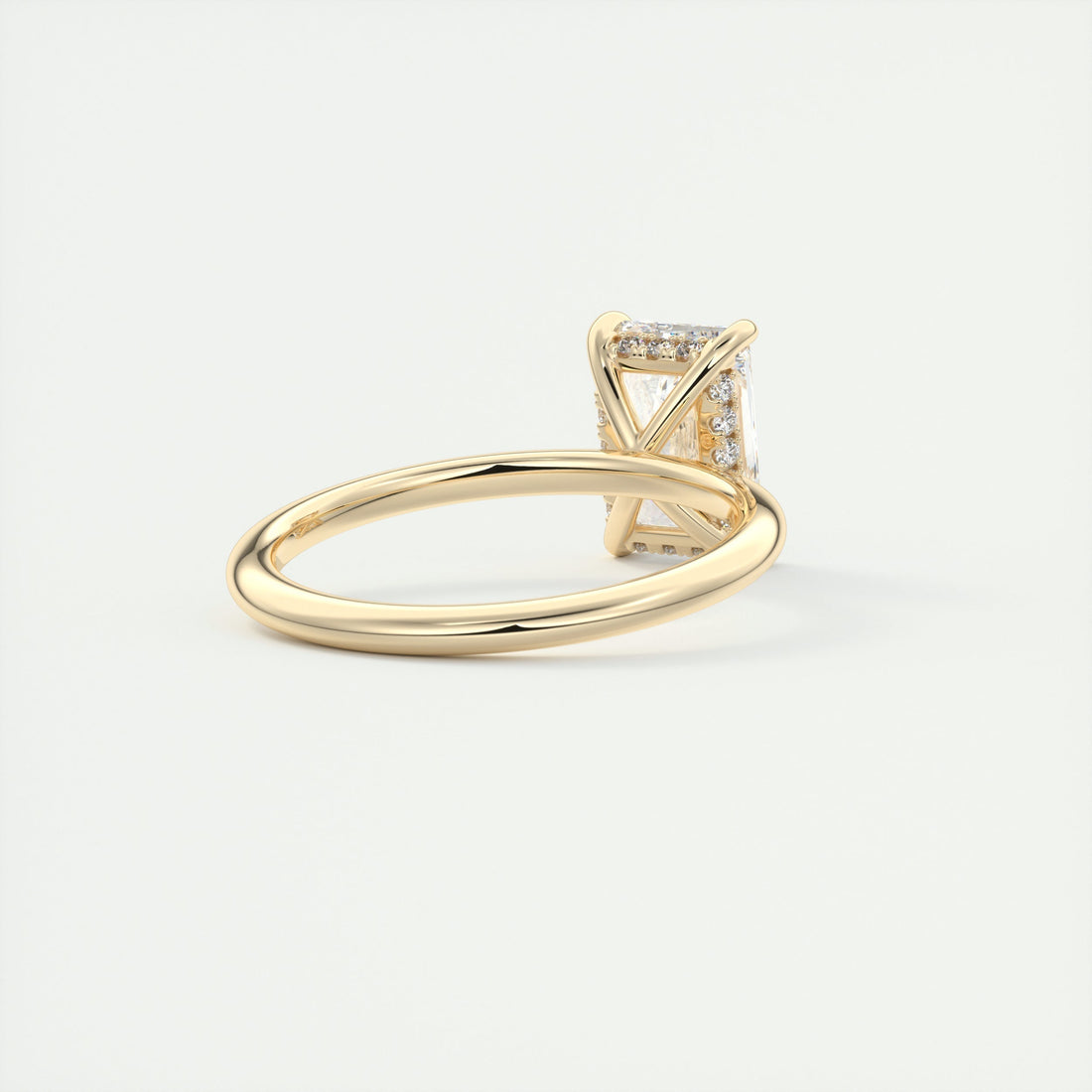 2CT Radiant Moissanite Solitaire Engagement Ring With Hidden Halo Setting