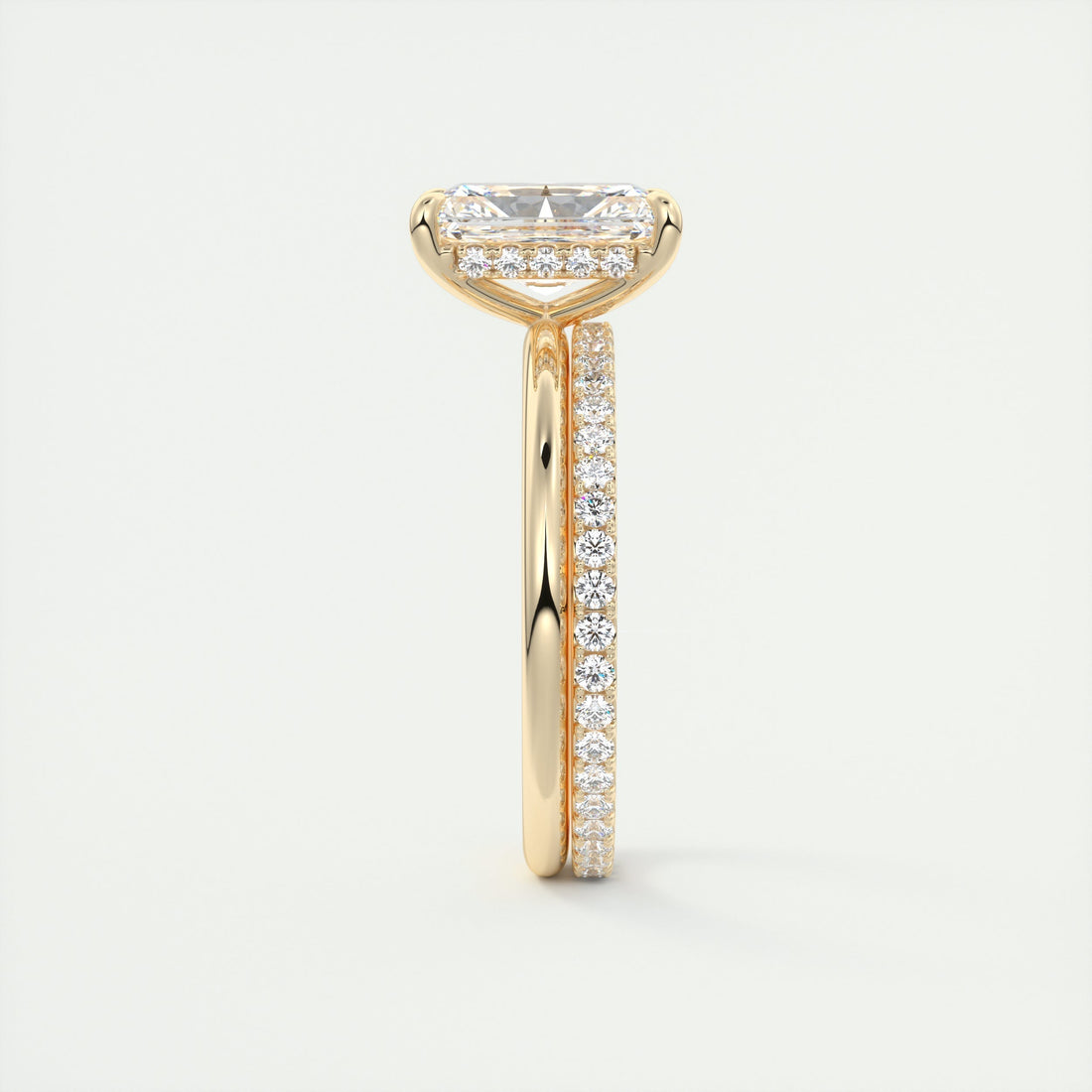 2CT Radiant Moissanite Solitaire Engagement Ring With Hidden Halo Setting