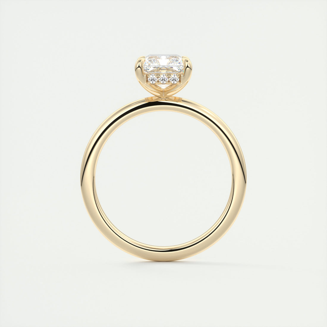 2CT Radiant Moissanite Solitaire Engagement Ring With Hidden Halo Setting
