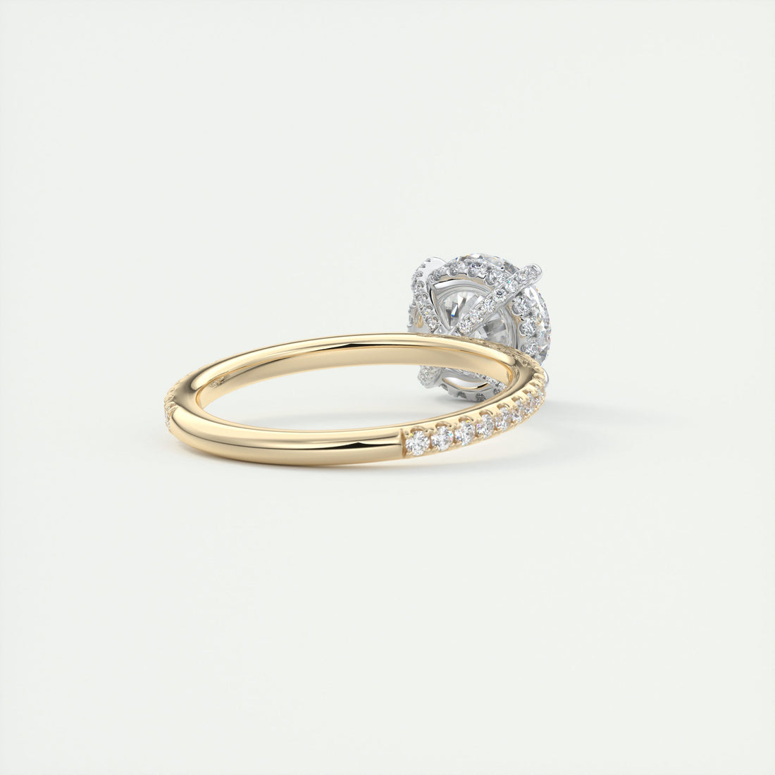 2CT Round Moissanite Solitaire Pave Setting Two Tone Engagement Ring