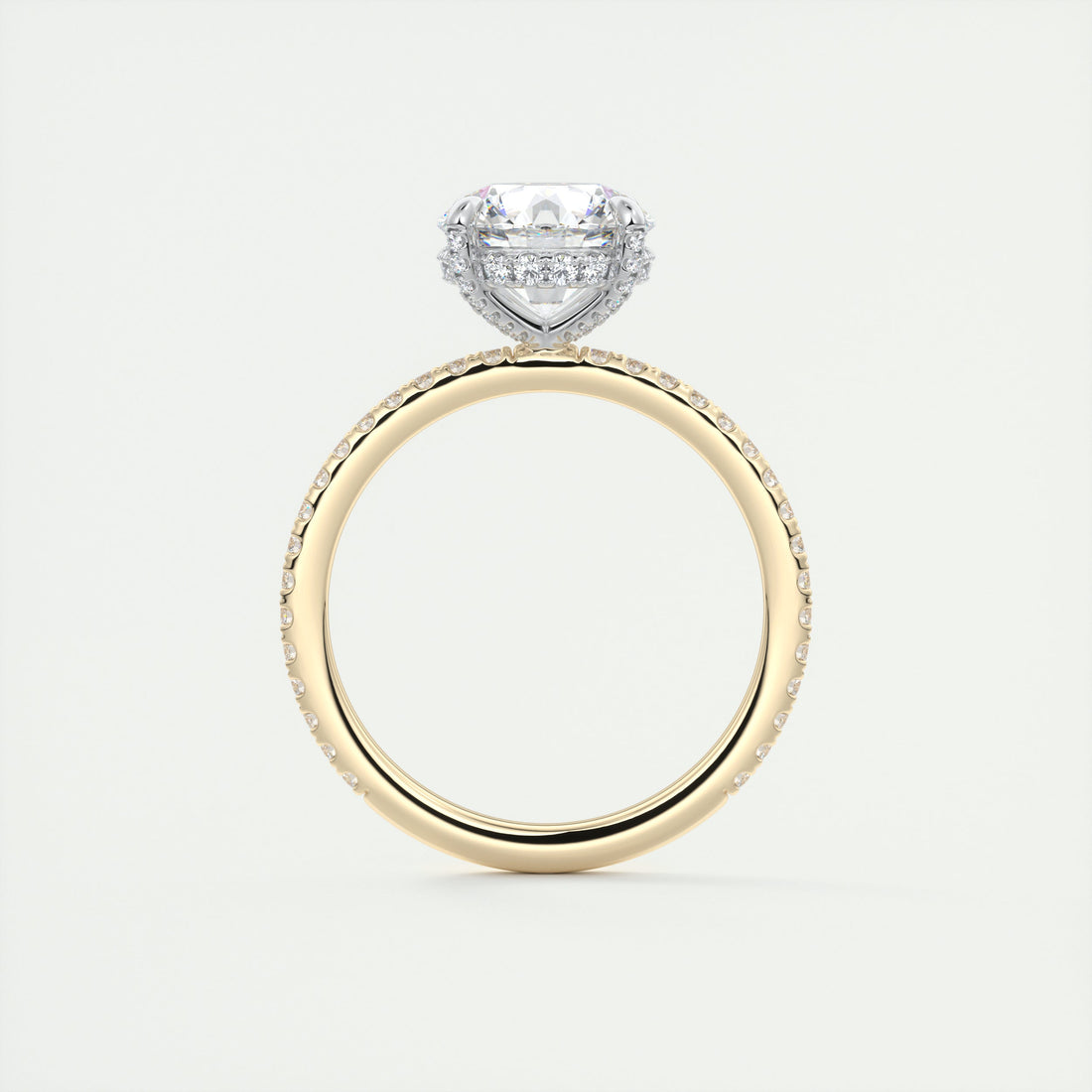 2CT Round Moissanite Solitaire Pave Setting Two Tone Engagement Ring