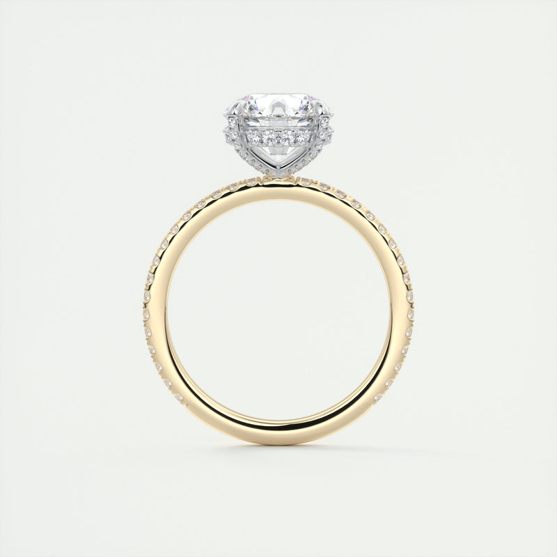 2CT Round Moissanite Solitaire Pave Setting Two Tone Engagement Ring