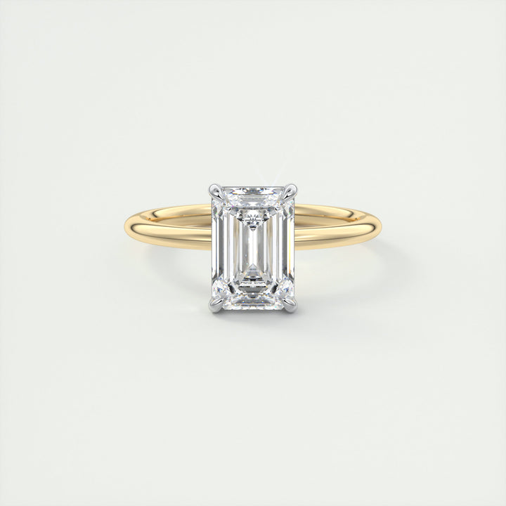 2CT Emerald Cut Moissanite Solitaire Two Tone Engagement Ring