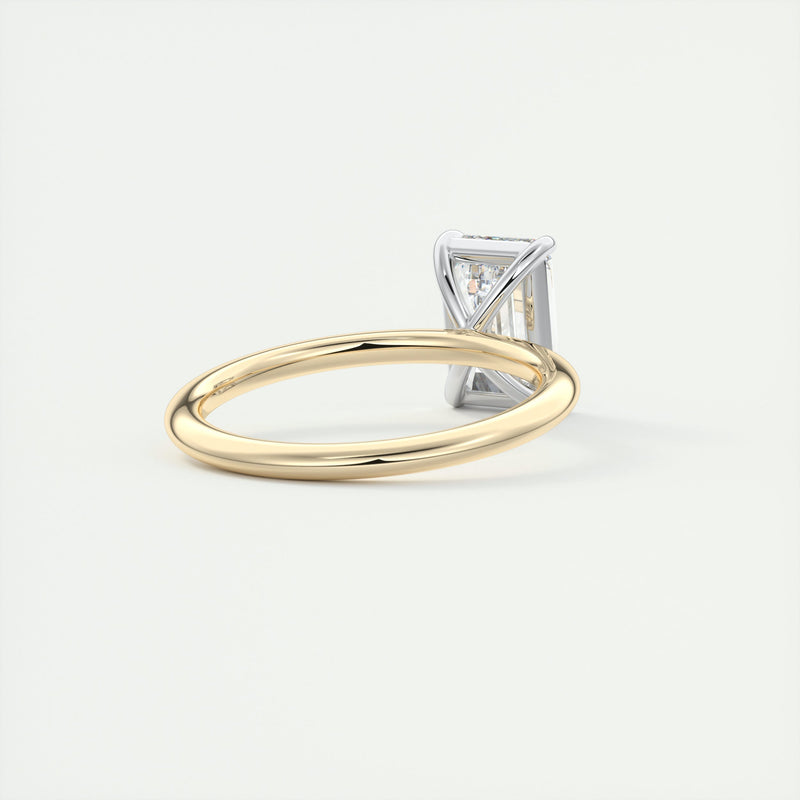 2CT Emerald Cut Moissanite Solitaire Two Tone Engagement Ring