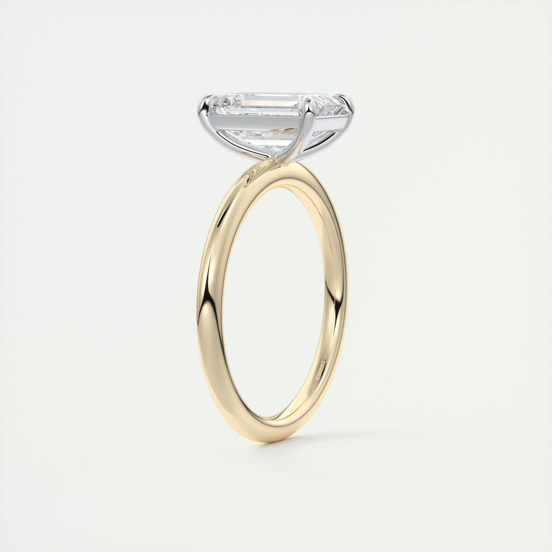 2CT Emerald Cut Moissanite Solitaire Two Tone Engagement Ring
