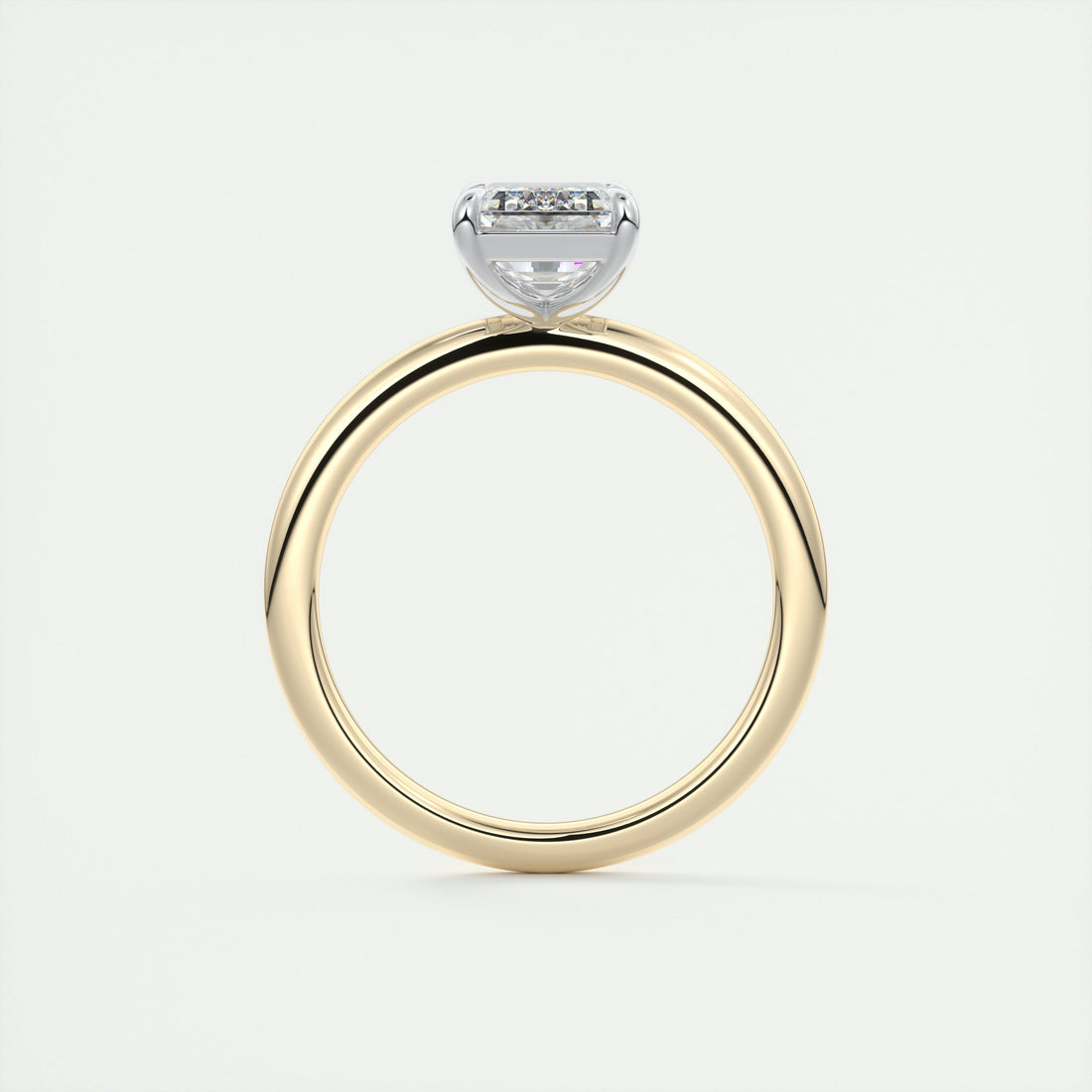 2CT Emerald Cut Moissanite Solitaire Two Tone Engagement Ring