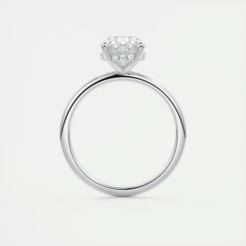 2.5 Ct Oval Solitaire With Hidden Halo Moissanite Diamond Engagement Ring