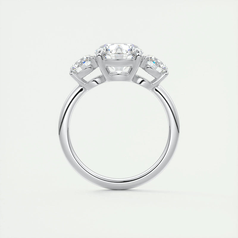 2.8 Ct Round Moissanite Three Stone Diamond Engagement Ring