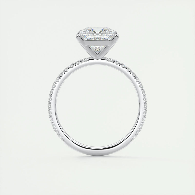 3.5 Ct Princess Pavé Moissanite Diamond Engagement Ring