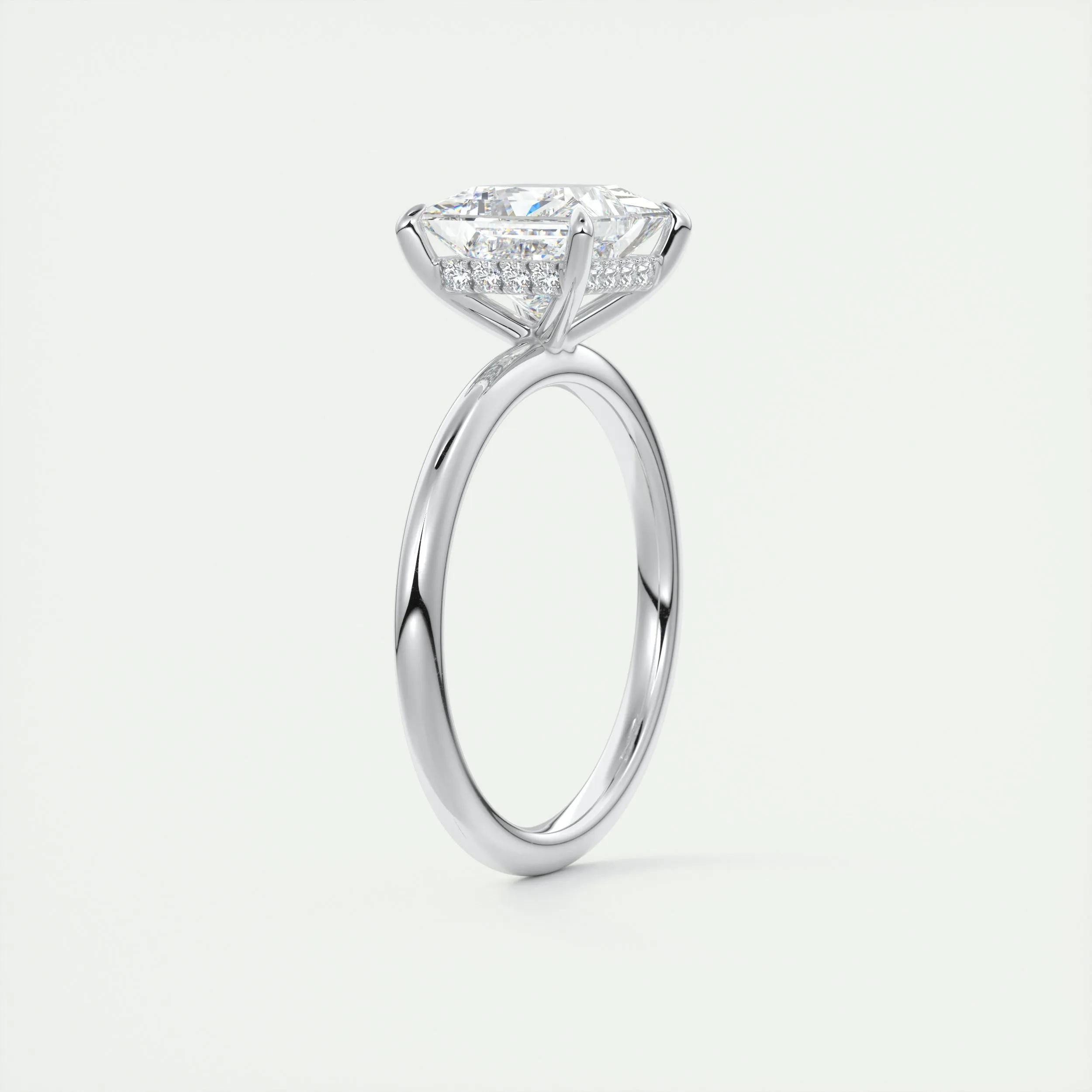 2.5 Ct Princess solitaire with Hidden Halo Moissanite Diamond Engagement Ring