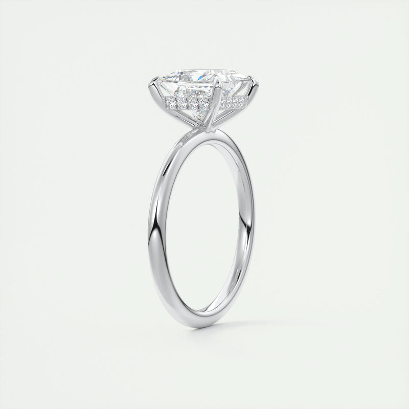 2.5 Ct Princess solitaire with Hidden Halo Moissanite Diamond Engagement Ring