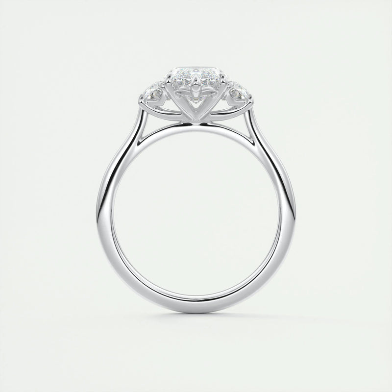 2.5 Ct Marquise Cut Moissanite Three Stone Diamond Engagement Ring