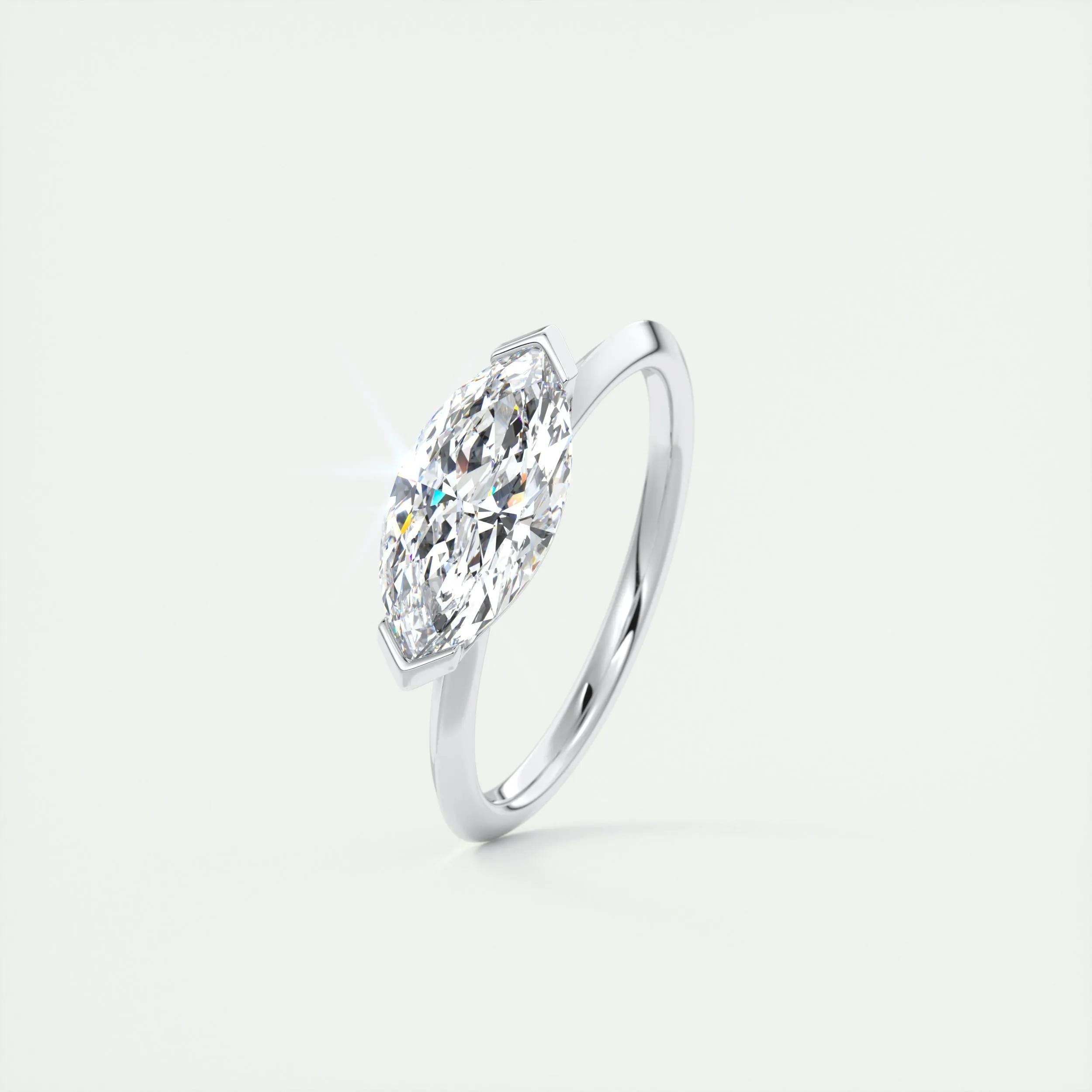 2.0 Ct Marquise East West Solitaire Moissanite Diamond Engagement Ring