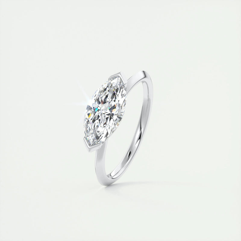 2.0 Ct Marquise East West Solitaire Moissanite Diamond Engagement Ring