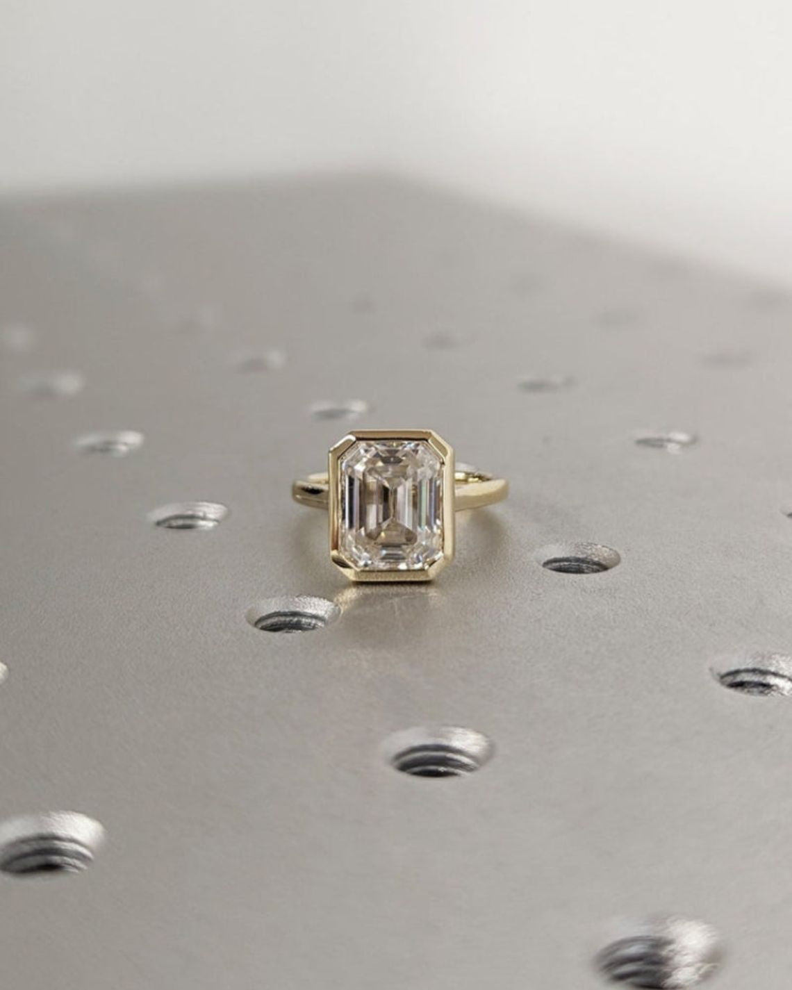 1.0 - 3.0 CT Emerald CVD Diamond Bezel Solitaire Engagement Ring