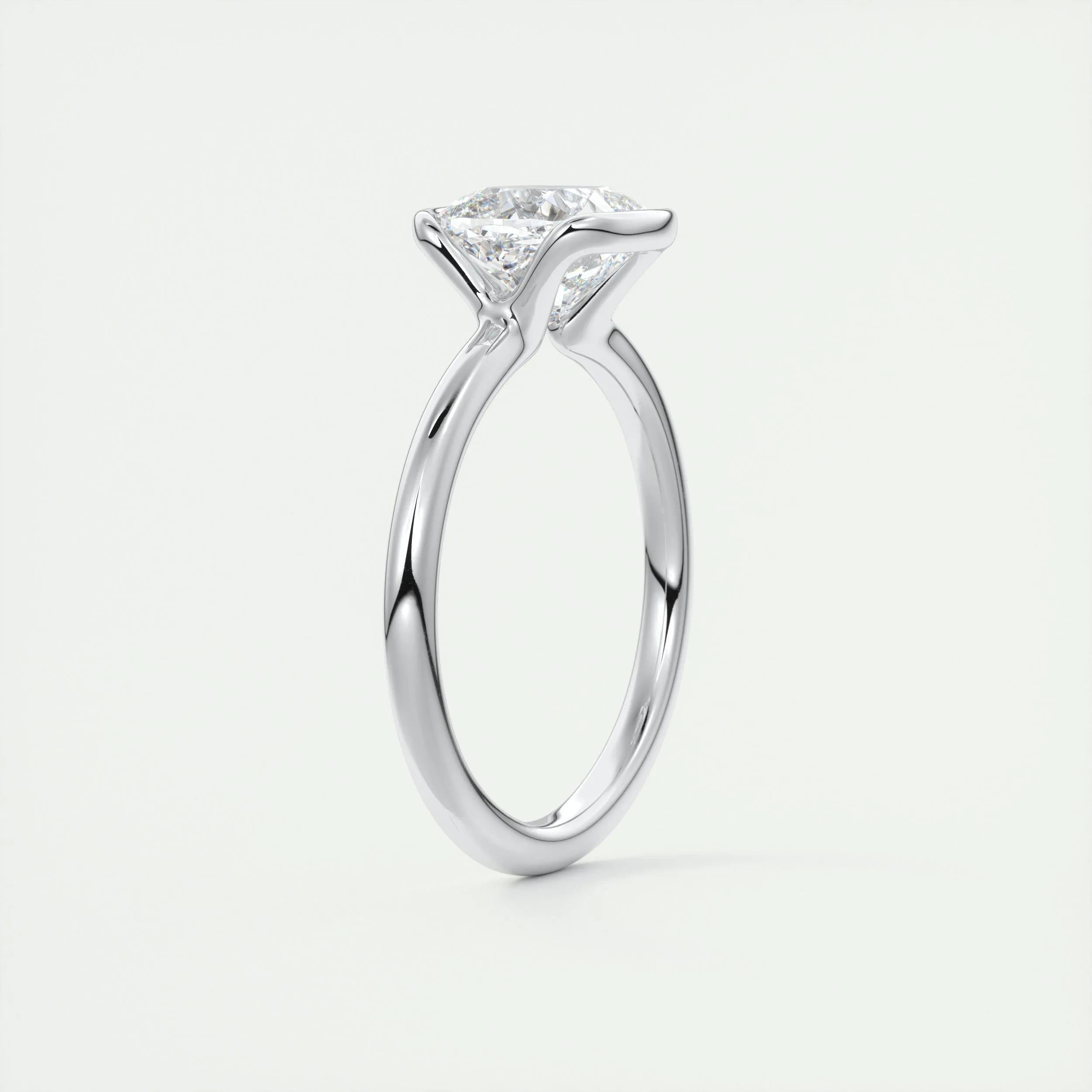 2.0 Ct Cushion East West Half Bezel Solitaire Moissanite Engagement Ring