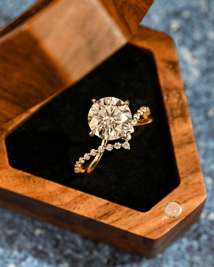 1.0-3.0 CT Round CVD Diamond Unique Engagement Ring