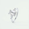 3.15 Ct Emerald Three Stone Moissanite Diamond Engagement Ring