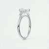 3.2 Ct Cushion Baguette Three Stone Moissanite Diamond Engagement Ring