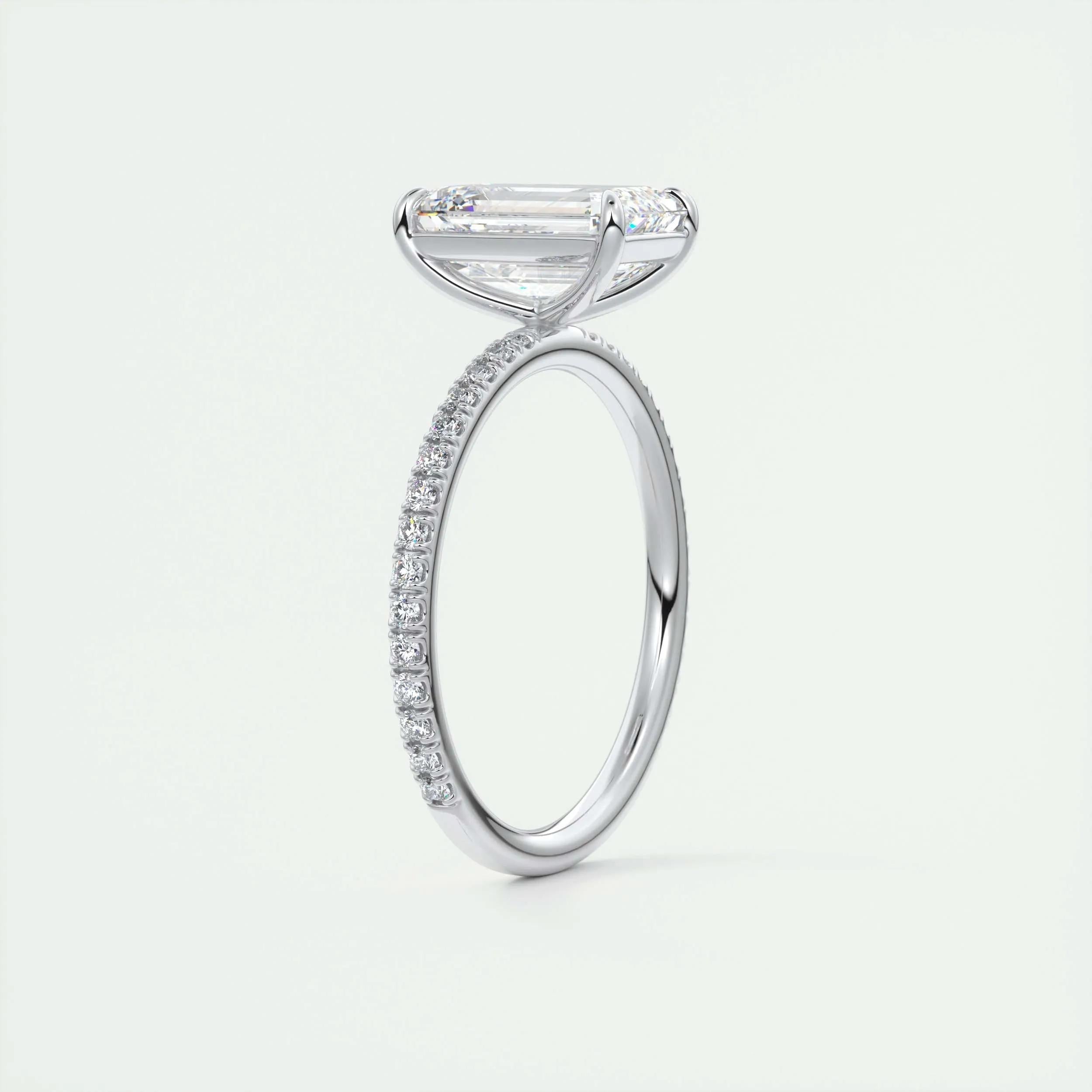 2.0 Ct Emerald Pavé Hidden Halo Moissanite Diamond Engagement Ring