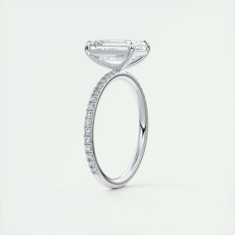 2.0 Ct Emerald Pavé Hidden Halo Moissanite Diamond Engagement Ring