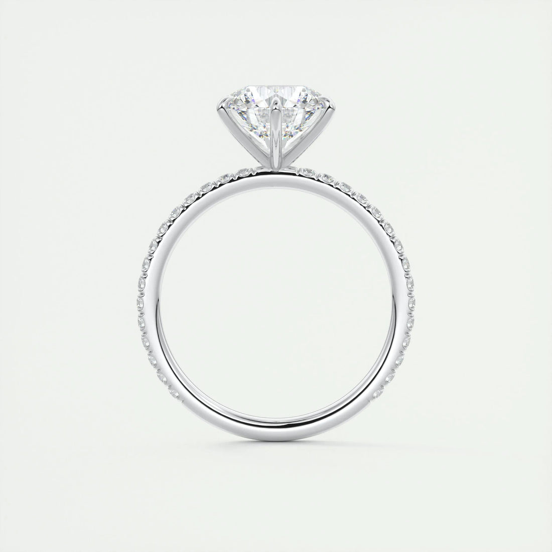 2.0 Ct  Round Cut Pave Moissanite  Diamond Engagement Ring