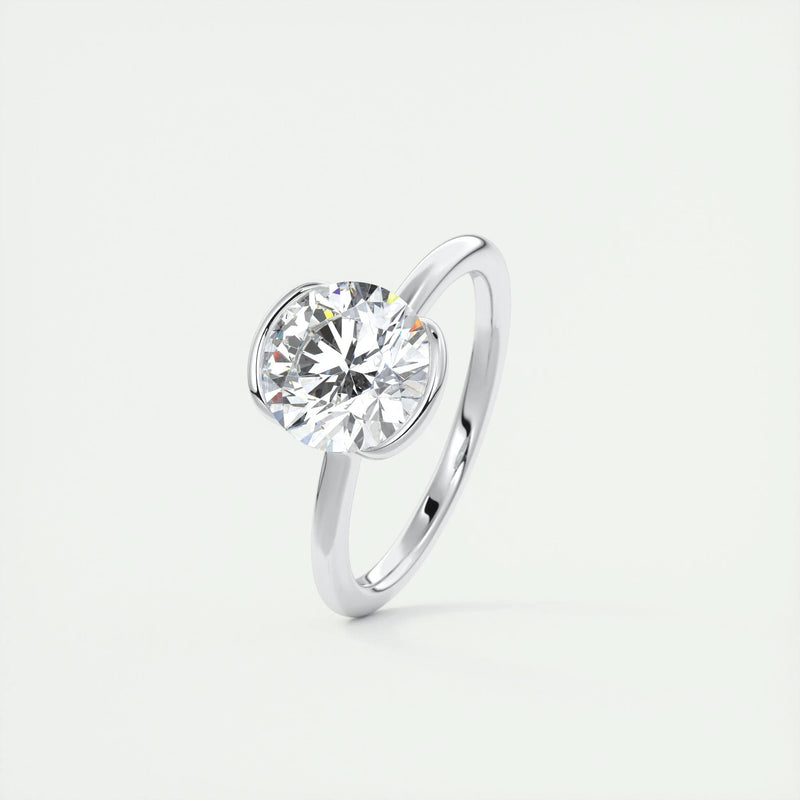 2.1 Ct Round East West Half Bezel Solitaire Moissanite Diamond Engagement Ring