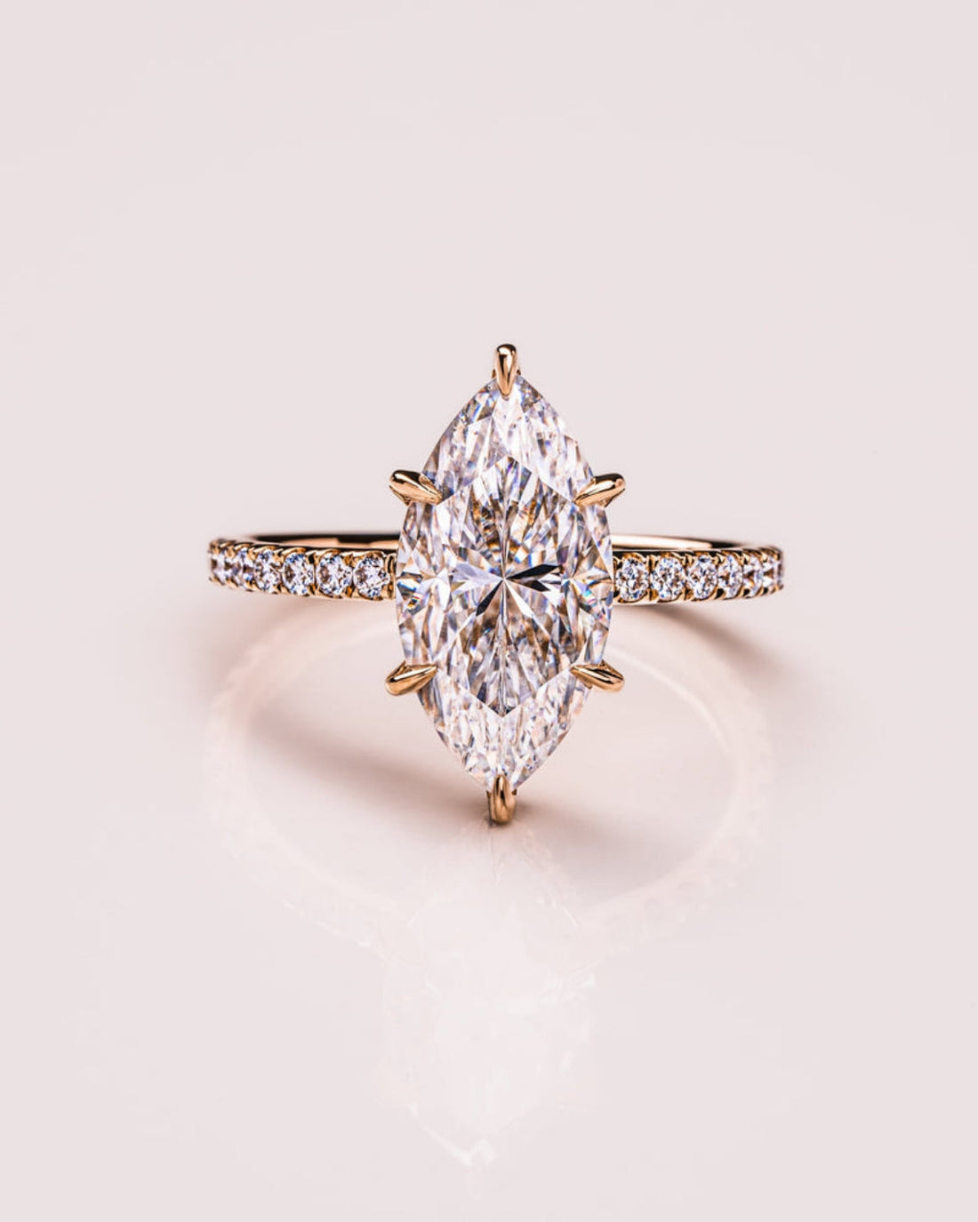 1.09 - 3.09 CT Marquise  CVD Diamond Hidden Halo Pave Setting Engagement Ring