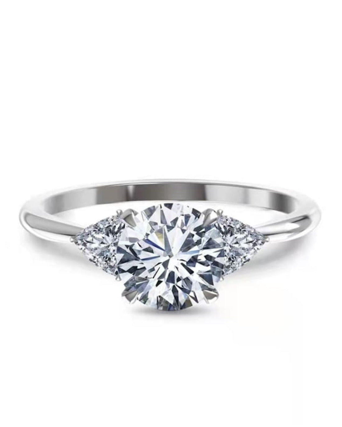 1.0 CT Round F/VS1 CVD Diamond Three Stone Style Engagement Ring
