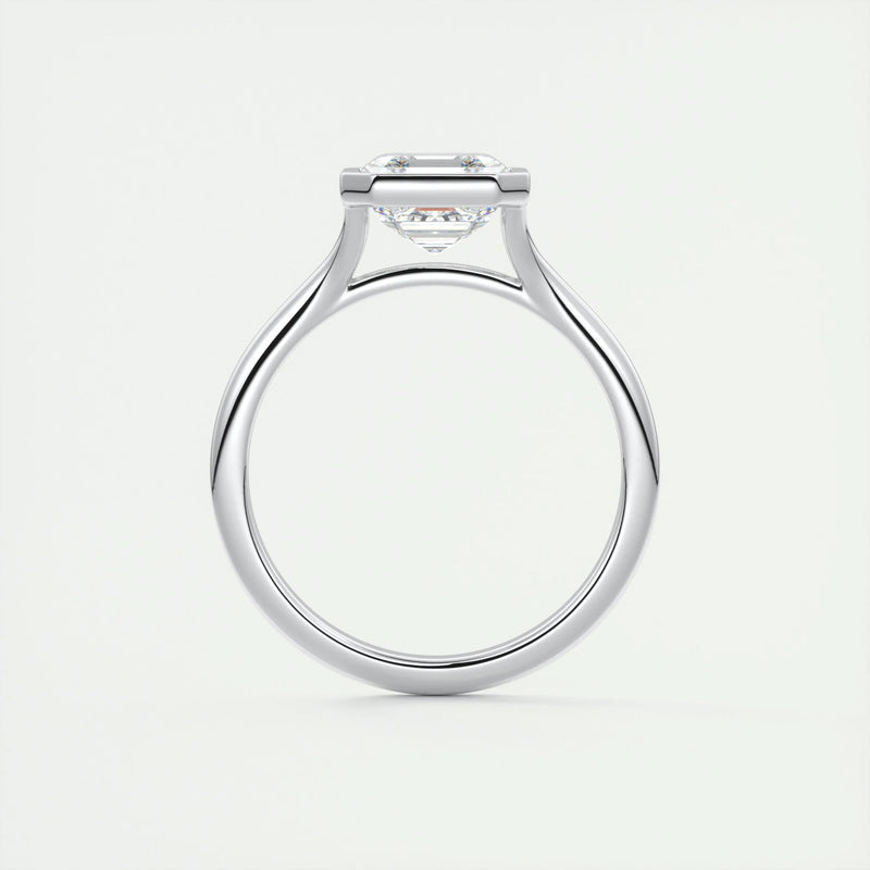 2.0 Ct Asscher Bezel Solitaire Moissanite Engagement Ring