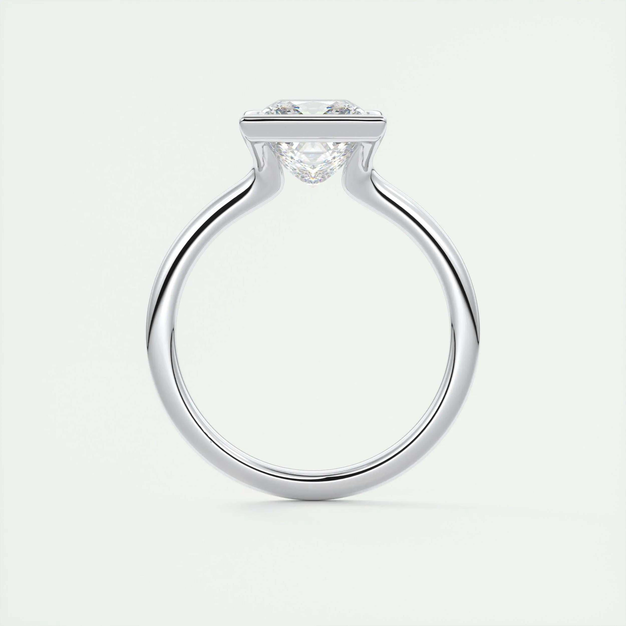 2.0 Ct Princess Half Bezel Solitaire Moissanite Diamond Engagement Ring