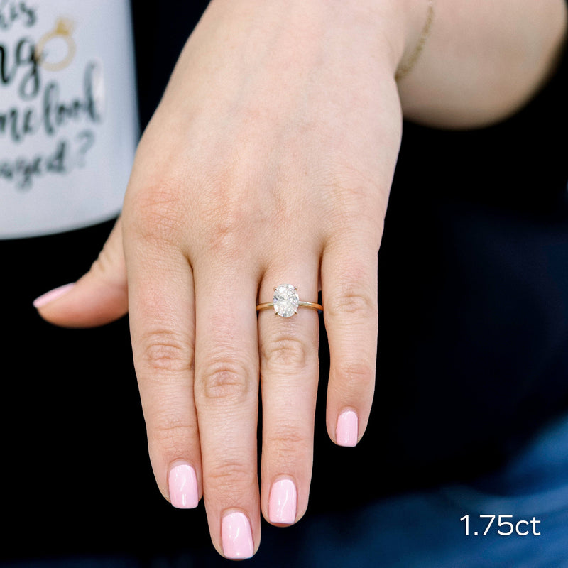 1.75ct Oval Cut Solitaire Moissanite Engagement Ring